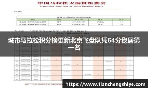 城市马拉松积分榜更新北京飞盘队凭64分稳居第一名